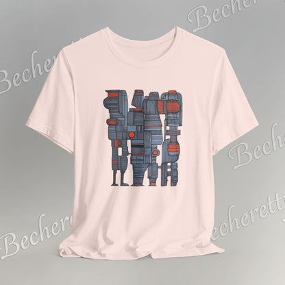 Abstract figurative illustration T-Shirt Becheretty - Geometric, totem-inspired composition - Wearable Art
