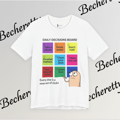 Graphic T-Shirt - Becheretty Motivational Checklist Tee that brings gentle humor and daily mindfulness to everyday wear