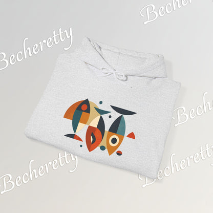 Geometric Fish Hoodie - Minimalist Graphic Becheretty, blending abstract geometric shapes