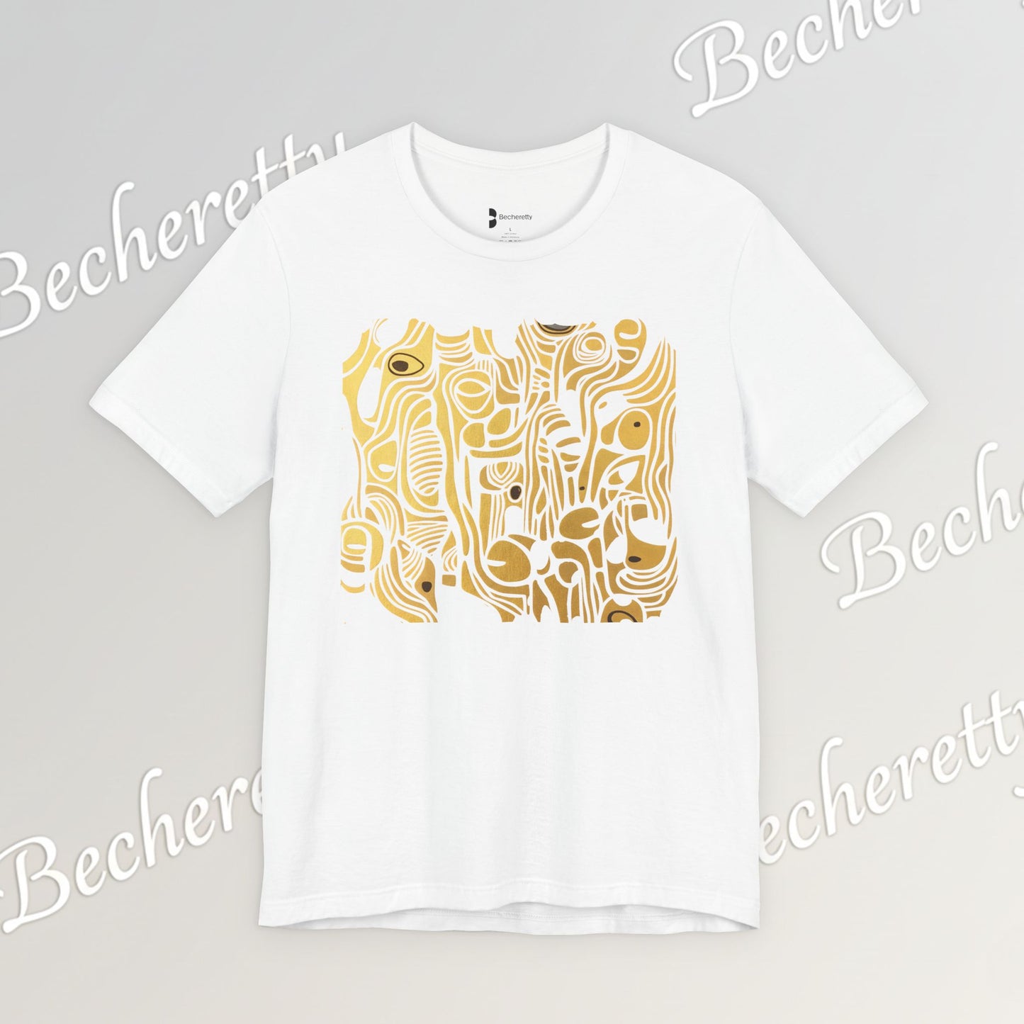 Golden Currents Tee - Abstract Organic line Art Becheretty - Abstract exploration of form and rhythm