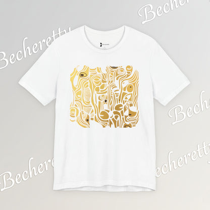 Golden Currents Tee - Abstract Organic line Art Becheretty - Abstract exploration of form and rhythm