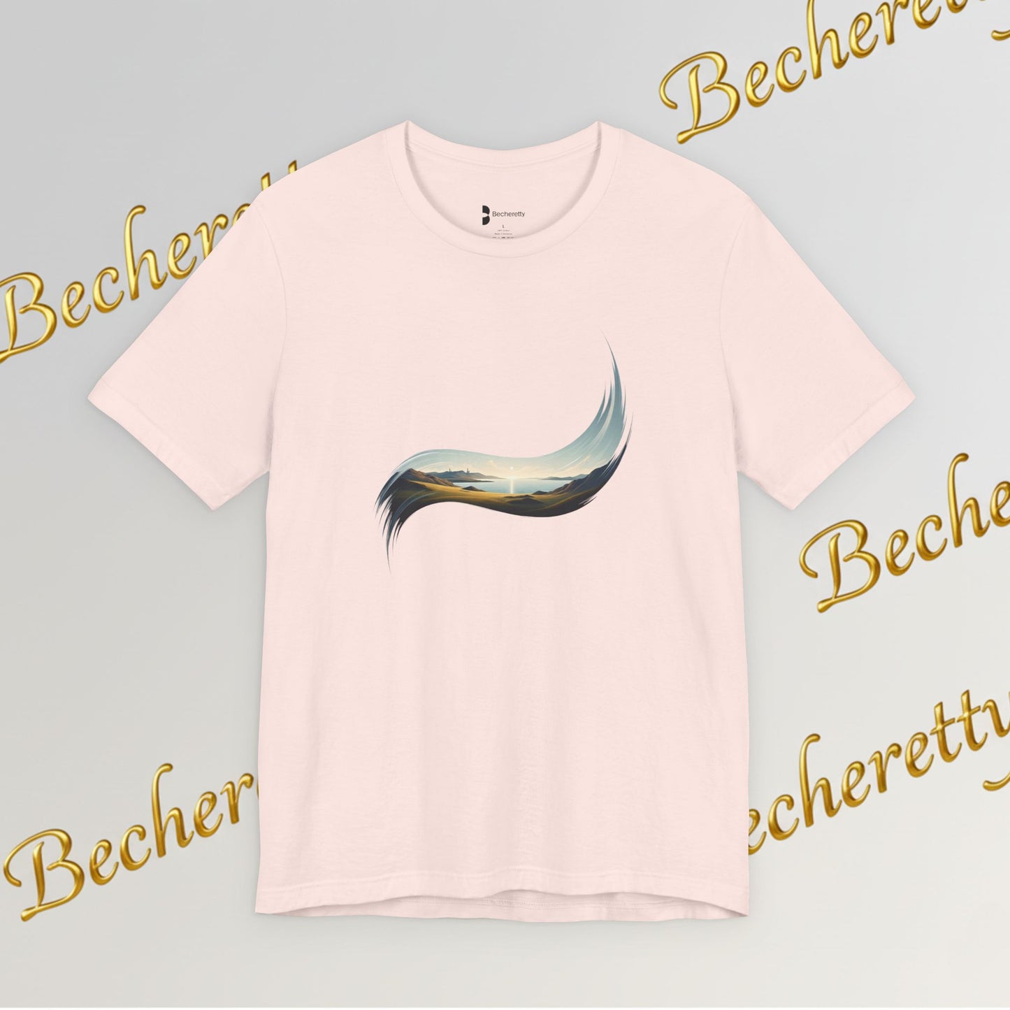 Abstract Wave Tee — Minimal Coastal Brushstroke T-Shirt Becheretty - Ideal Gift - Original Design
