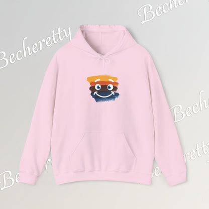 Graphic Hoodie - Smiling Sunset Brushstroke - Cute Happy Face- Art Minimalist Becheretty