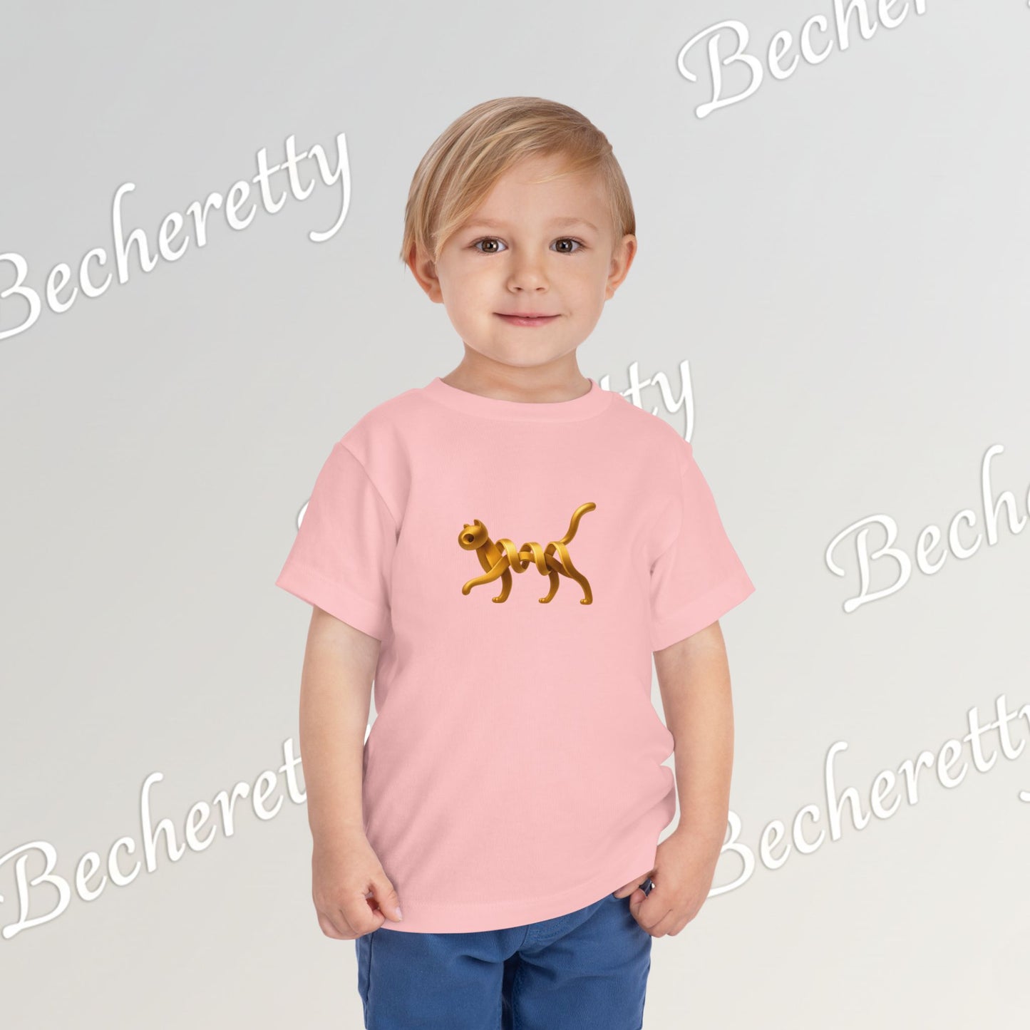 Cut Artistic "Golden Cat" Graphic Becheretty - Toddler Tee - Perfect for everyday wear with an artistic edge.