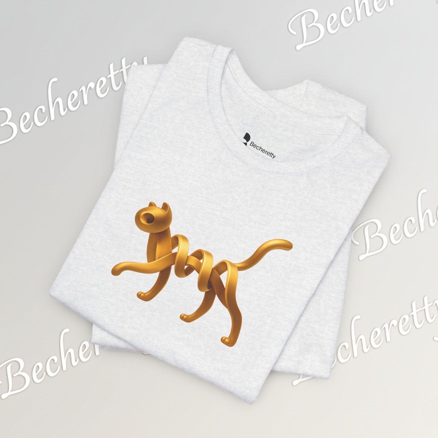 Golden Cat. Minimalist Graphic Becheretty -  Modern, and Effortlessly Etylish - Perfect for everyday wear with an artistic edge.
