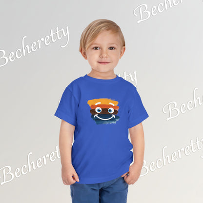 Toddler Tee Smiley Watercolor Art Graphic Minimalist Becheretty - Happy Face Kids T-Shirt