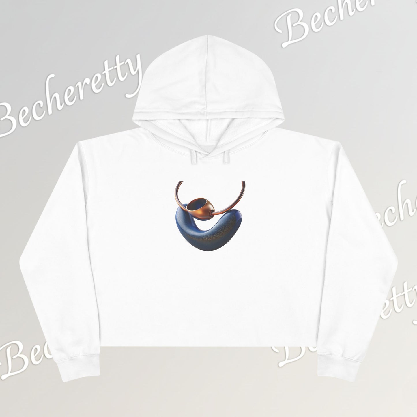 Trendy Crop Hoodie with Artistic Necklace Design Becheretty - Fashionable Sweatshirt, Gift for Her, Casual Wear, Stylish Loungewear