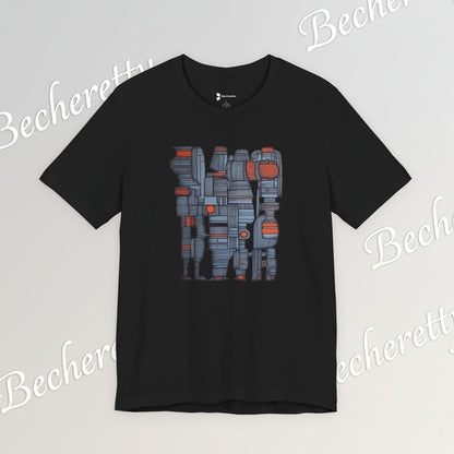 Abstract figurative illustration T-Shirt Becheretty - Geometric, totem-inspired composition - Wearable Art