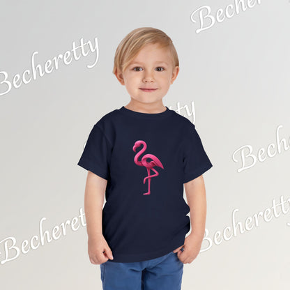 Toddler Flamingo Tee — Cute Pink Flamingo Short Sleeve T-Shirt for Kids - Art Graphic Becheretty