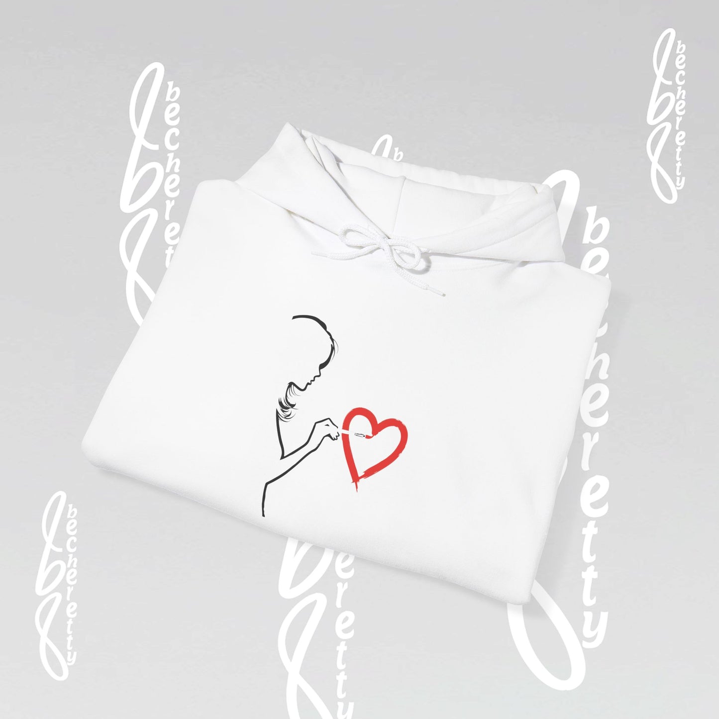 Art Minimalist Hoodie 'Painting Love' Becheretty Graphic - Quietly expressive brushstroke.