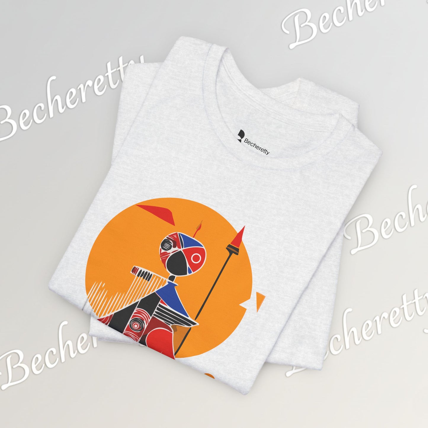 "Solar Guardian" Short Sleeve Becheretty T-shirt - Casual - Wear the strength of the sun and the precision of the spear