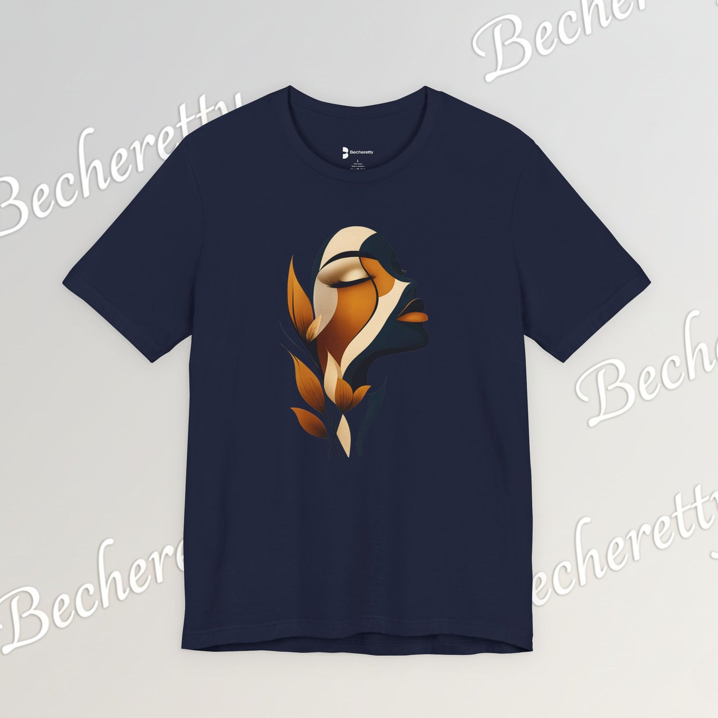 "Golden Profile" Abstract Graphic T‑Shirt – Art Minimalist Becheretty - Botanical inspiration