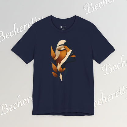"Golden Profile" Abstract Graphic T‑Shirt – Art Minimalist Becheretty - Botanical inspiration