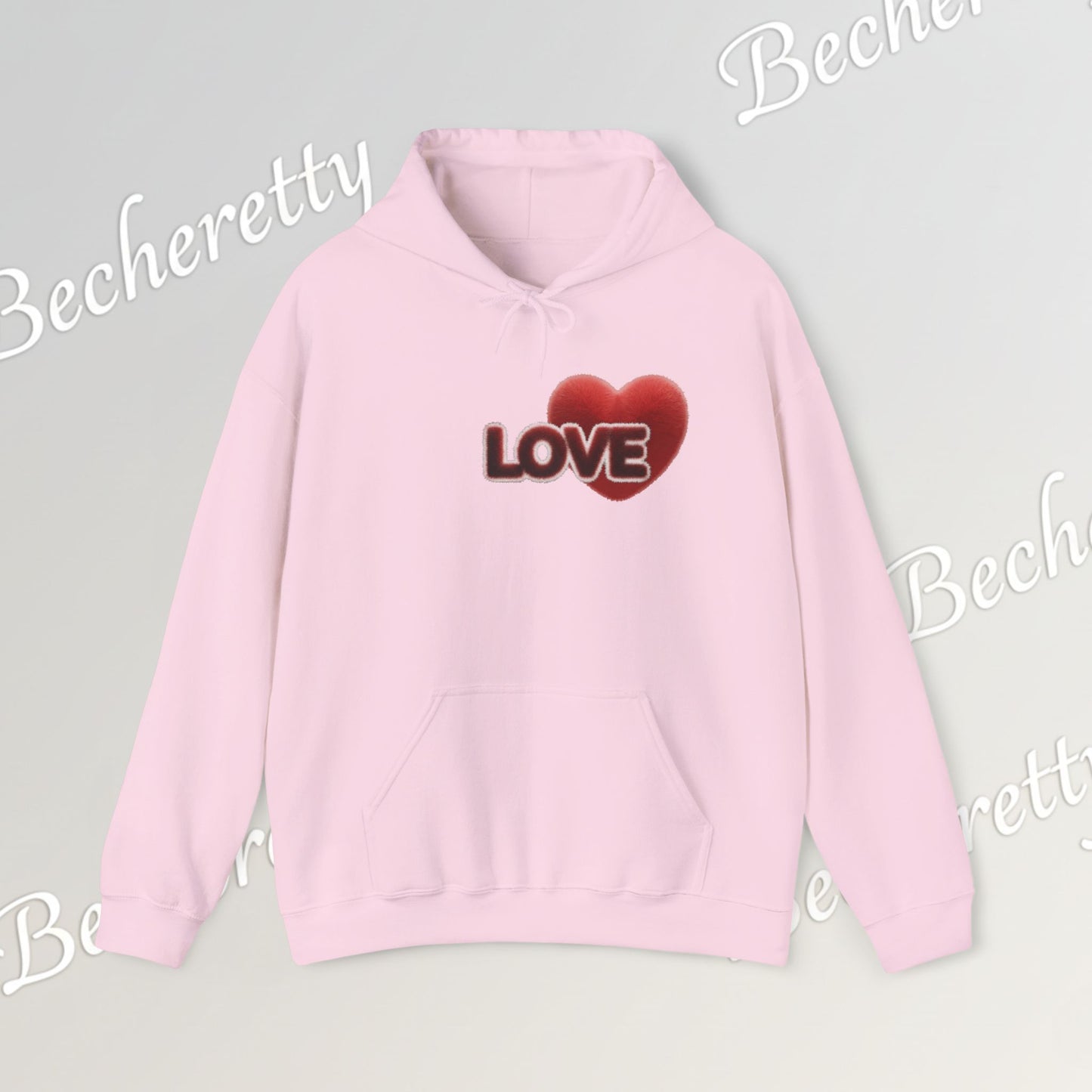 "LOVE" Plush Covered in Fur Graphic Hoodie - Art Minimalist Becheretty - Valentins day & Casual Wear