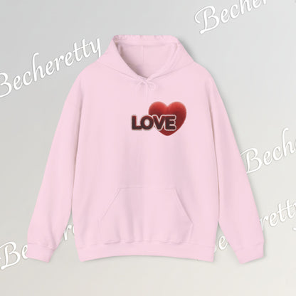 "LOVE" Plush Covered in Fur Graphic Hoodie - Art Minimalist Becheretty - Valentins day & Casual Wear