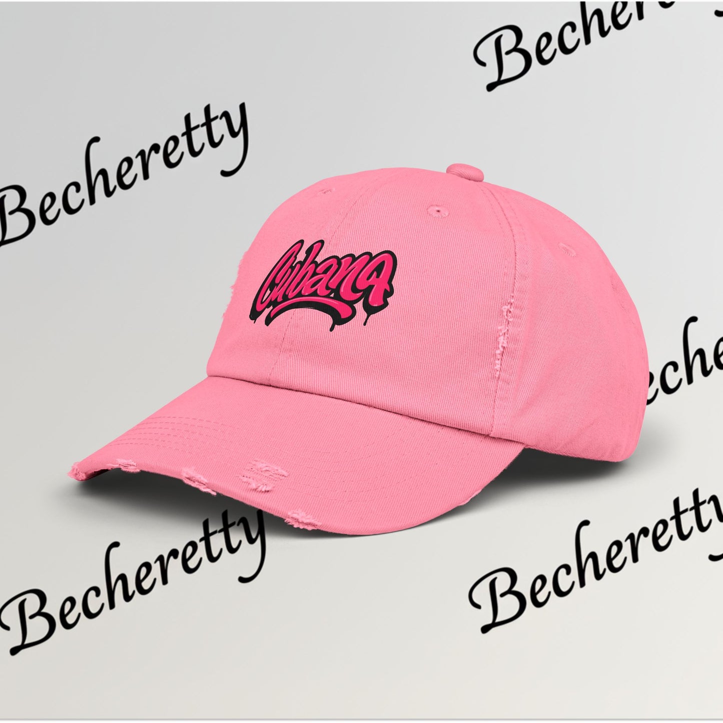 Dad Hat "Cubana" Art Graphic Becheretty — Pink Script Cap - An ideal and authentic gift for your friend