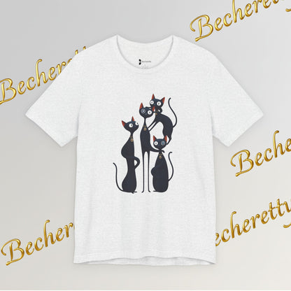 "Cat Family" Graphic T'Shirt Becheretty — Cute Black Cats Illustration - Playful design minimalist