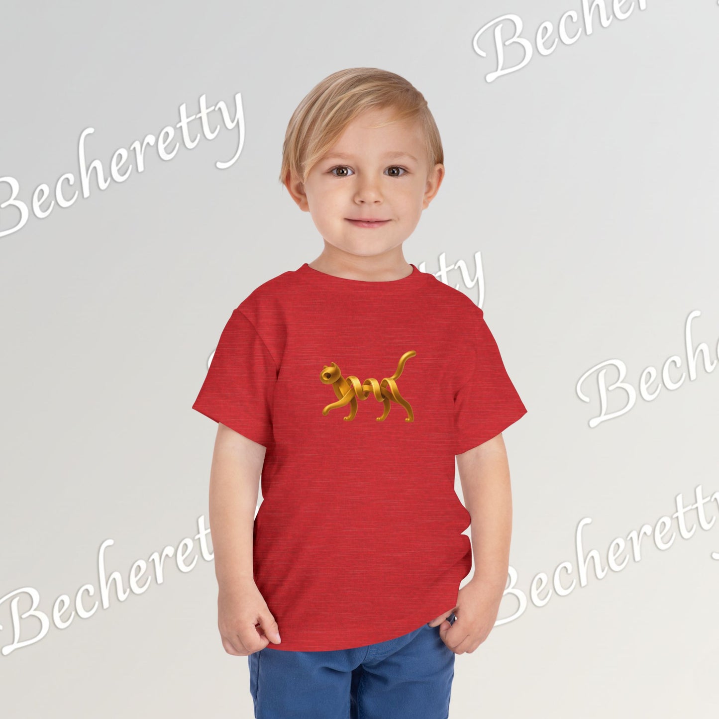 Cut Artistic "Golden Cat" Graphic Becheretty - Toddler Tee - Perfect for everyday wear with an artistic edge.
