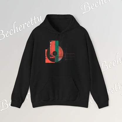 The Vinyl Echo "DJ" Hoodie - Art Graphic Becheretty - The classic vinyl record through a lens of modern geometry