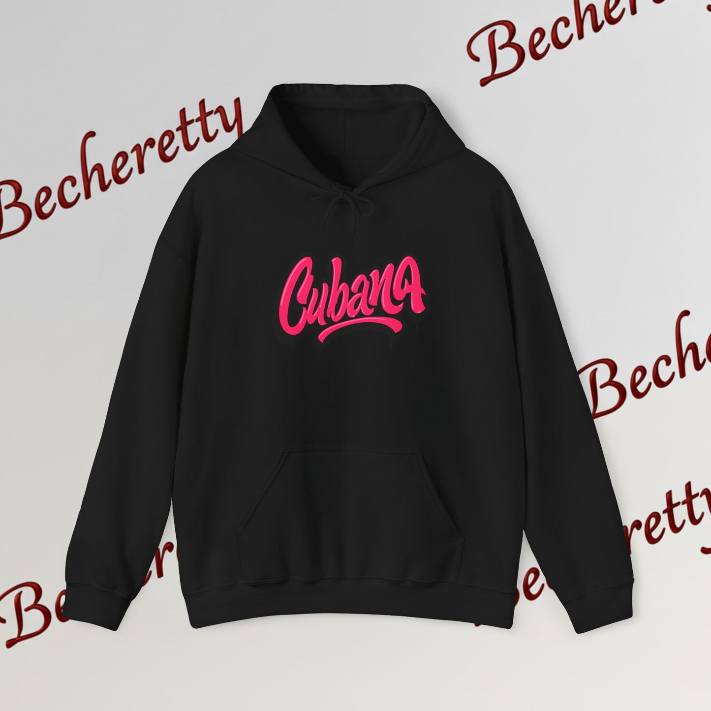 Graphic Hoodie "Cubana"  Art Graphic Becheretty - This spacious kangaroo-style bag proudly displays a connection to Cuban culture.