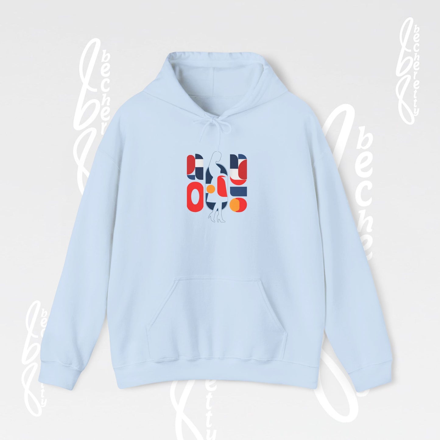 Luminous Silhouette Hoodie - Bauhaus-inspired geometric shapes - Art Graphic Minimalist Becheretty