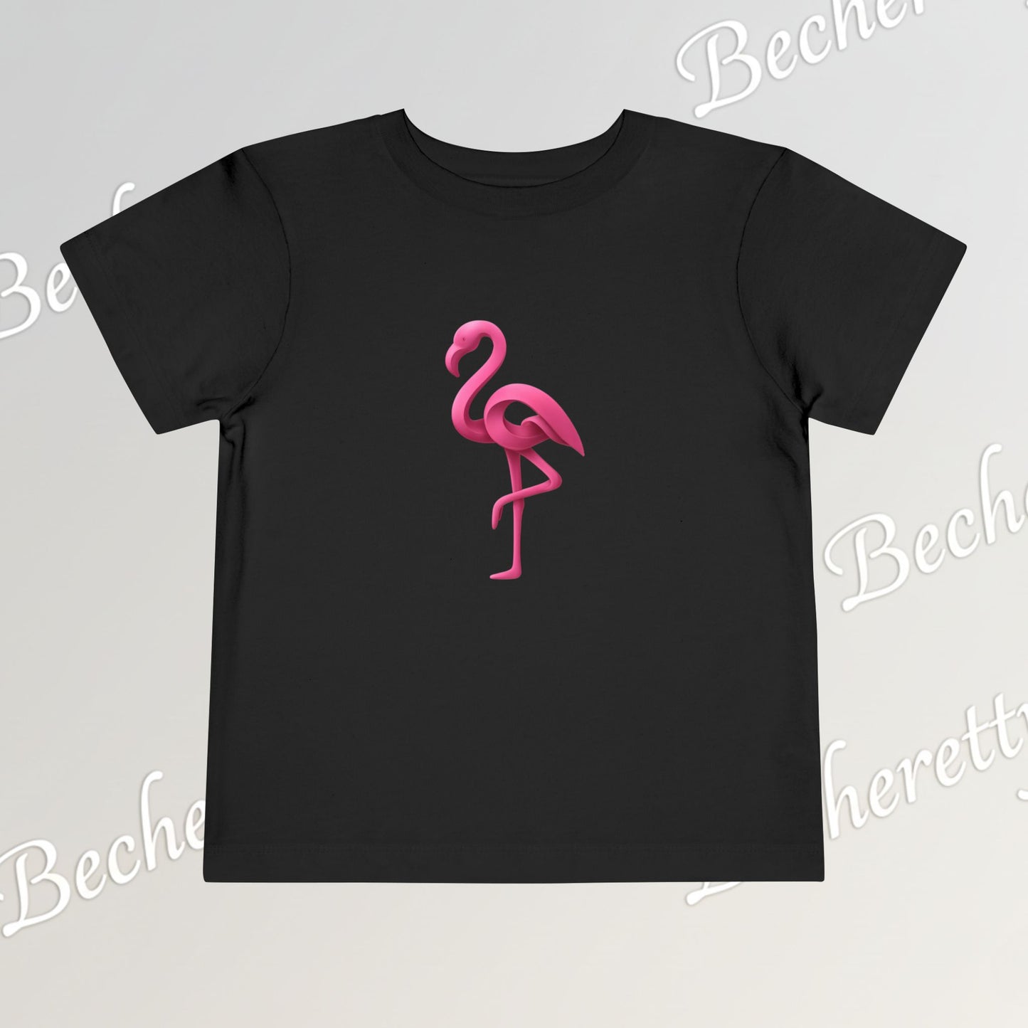Toddler Flamingo Tee — Cute Pink Flamingo Short Sleeve T-Shirt for Kids - Art Graphic Becheretty