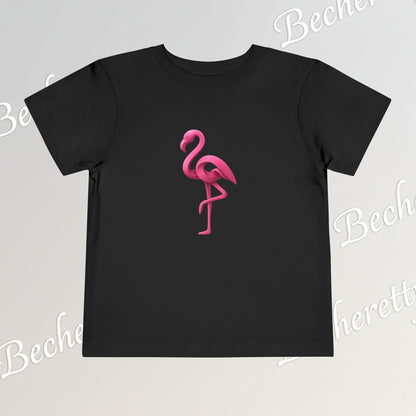 Toddler Flamingo Tee — Cute Pink Flamingo Short Sleeve T-Shirt for Kids - Art Graphic Becheretty