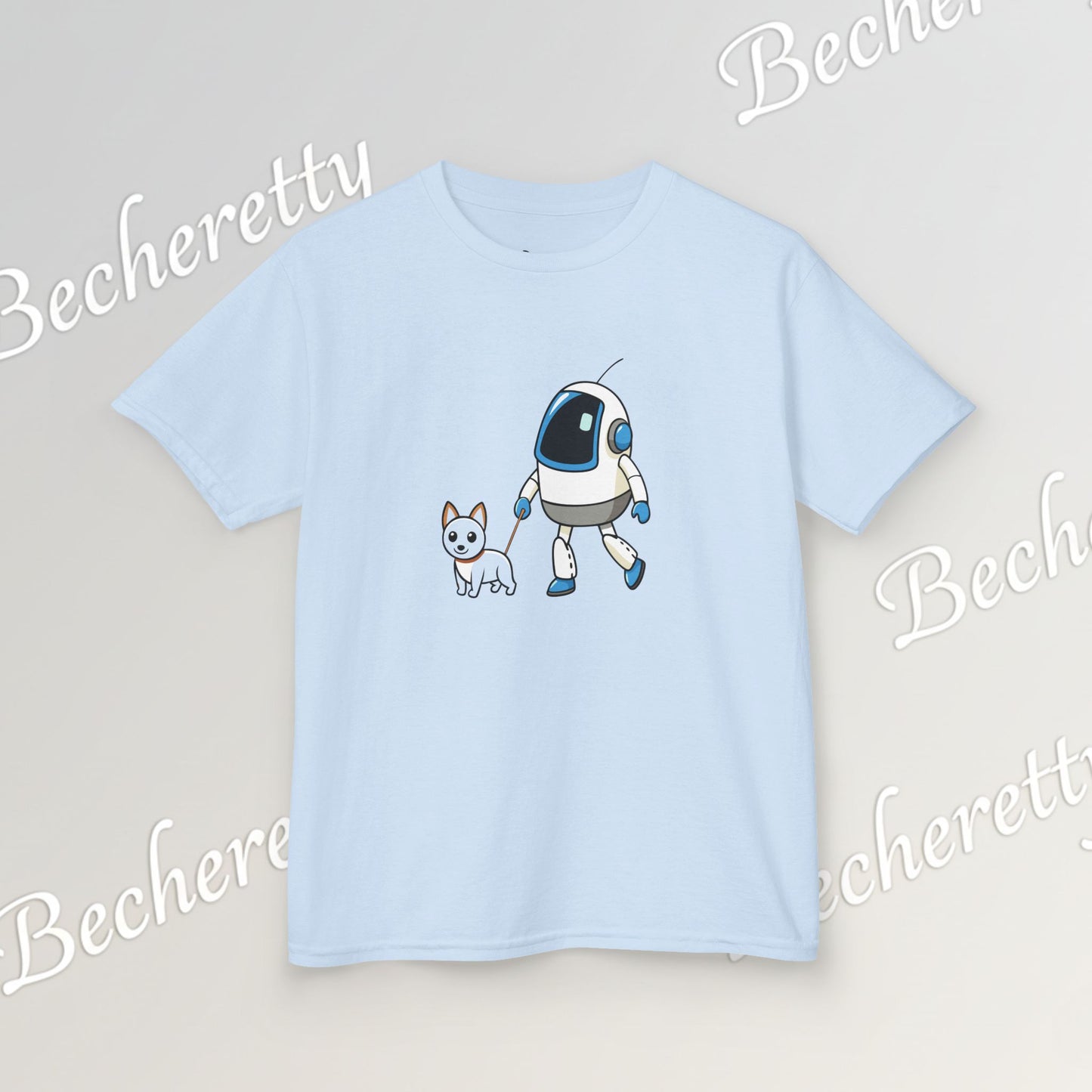 Cute Kids Robot & Dog  - T-Shirt for Youth - Art Graphic Becheretty - Gift for Children