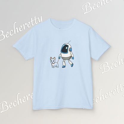 Cute Kids Robot & Dog  - T-Shirt for Youth - Art Graphic Becheretty - Gift for Children