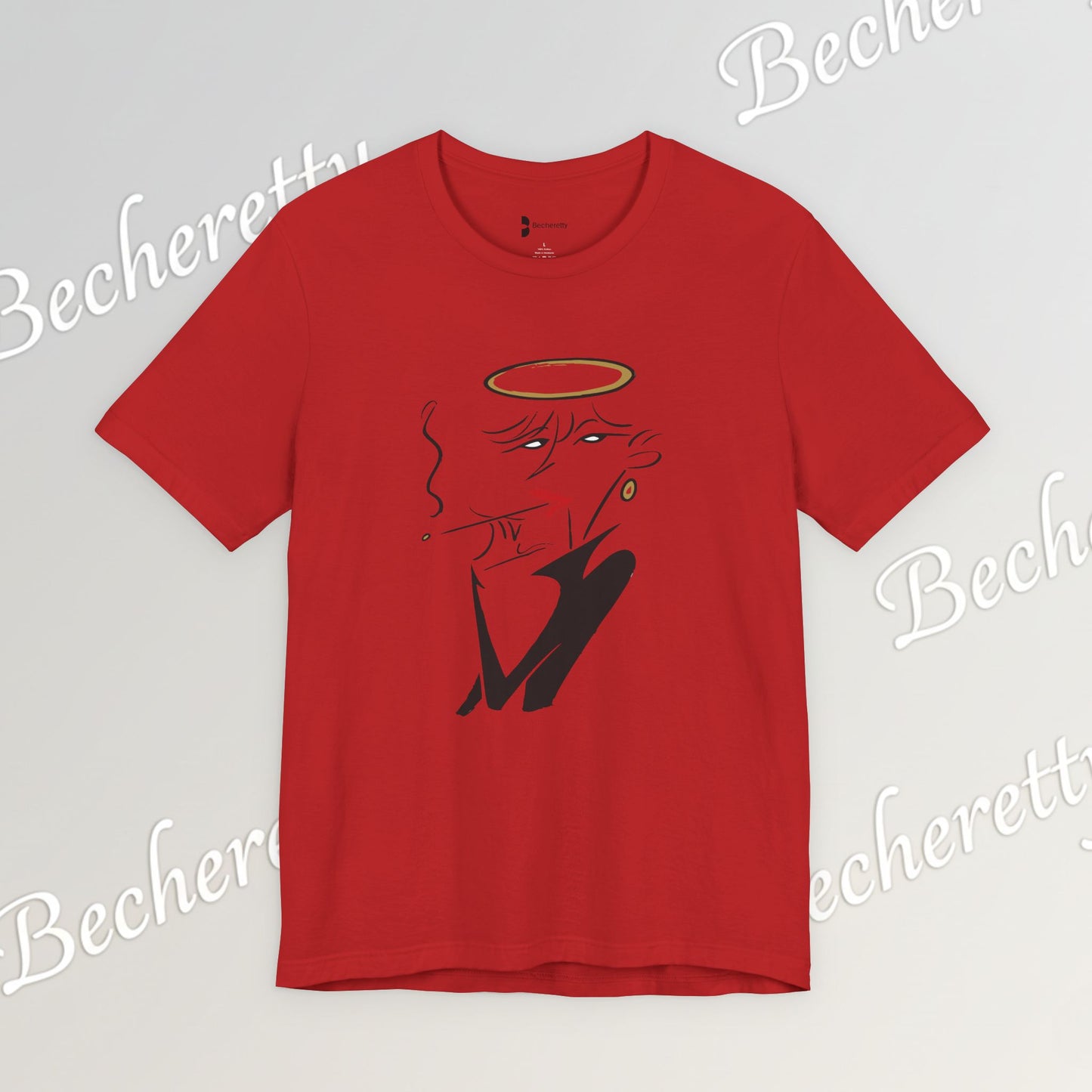 "Fallen Angel" Abstract Line Art Graphic Tee Becheretty - Channel your inner rebel with a touch of divine style