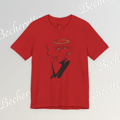 "Fallen Angel" Abstract Line Art Graphic Tee Becheretty - Channel your inner rebel with a touch of divine style