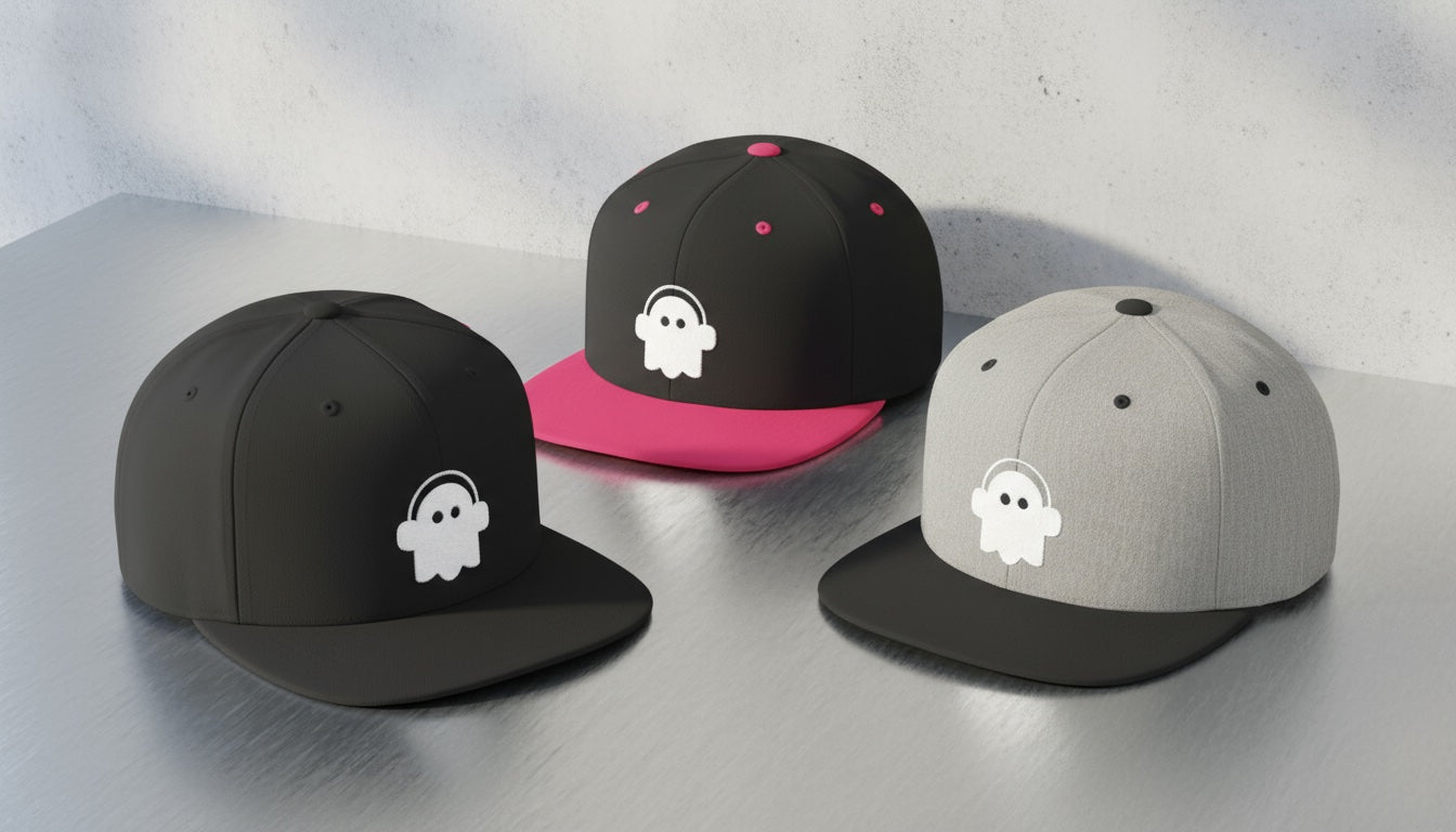 Unique Ghost Headphones Flat Bill Snapback Hat - Art Graphic Becheretty