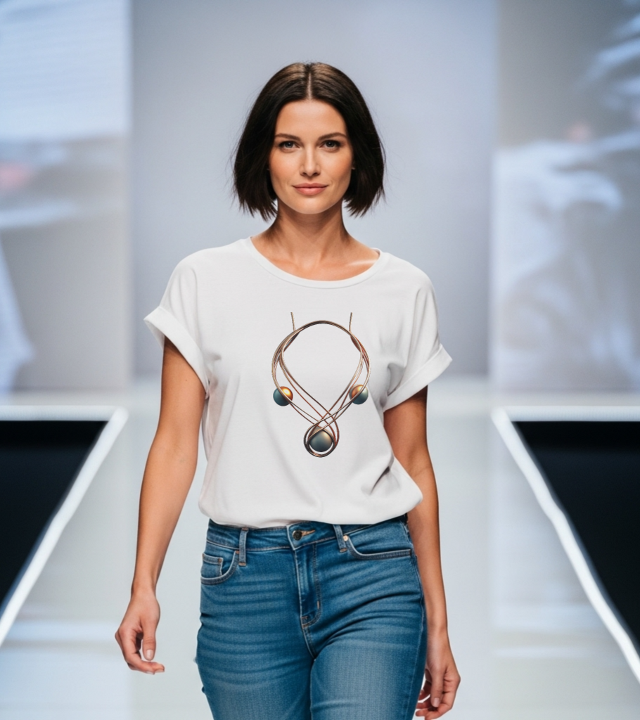 Art Graphic  Necklace "Mystic Orb" Minimalist Tee Becheretty - Wearable Art work - Unique design