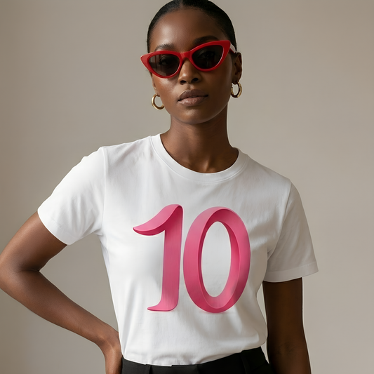 Pink Number 10 - Graphic Tee - Becheretty Minimalist Style - Everyday Comfort - Ideal Gift for Sports Lovers
