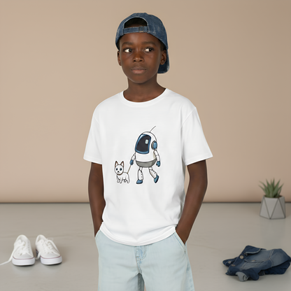 Cute Kids Robot & Dog  - T-Shirt for Youth - Art Graphic Becheretty - Gift for Children