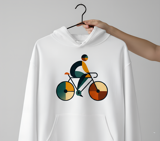 The Bauhaus Cyclist | Premium Geometric Art Hoodie Becheretty - Perfect Gift for Bike Lovers - Casual