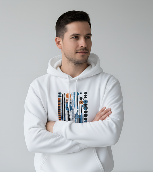 Modern Geometry Hoodie "Urban Totems" Art Graphic Becheretty - Timeless, versatile, and unmistakably modern.