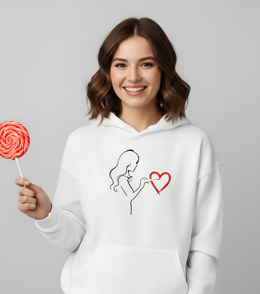 'Painting Love' Hoodie - Art Minimalist Becheretty - Quietly expressive brushstroke - Wearable Art  that speaks softly