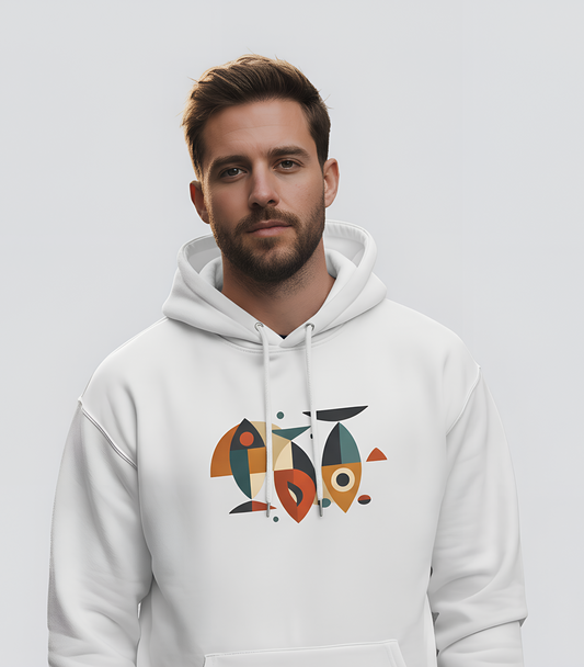 Geometric Fish Hoodie - Minimalist Graphic Becheretty, blending abstract geometric shapes