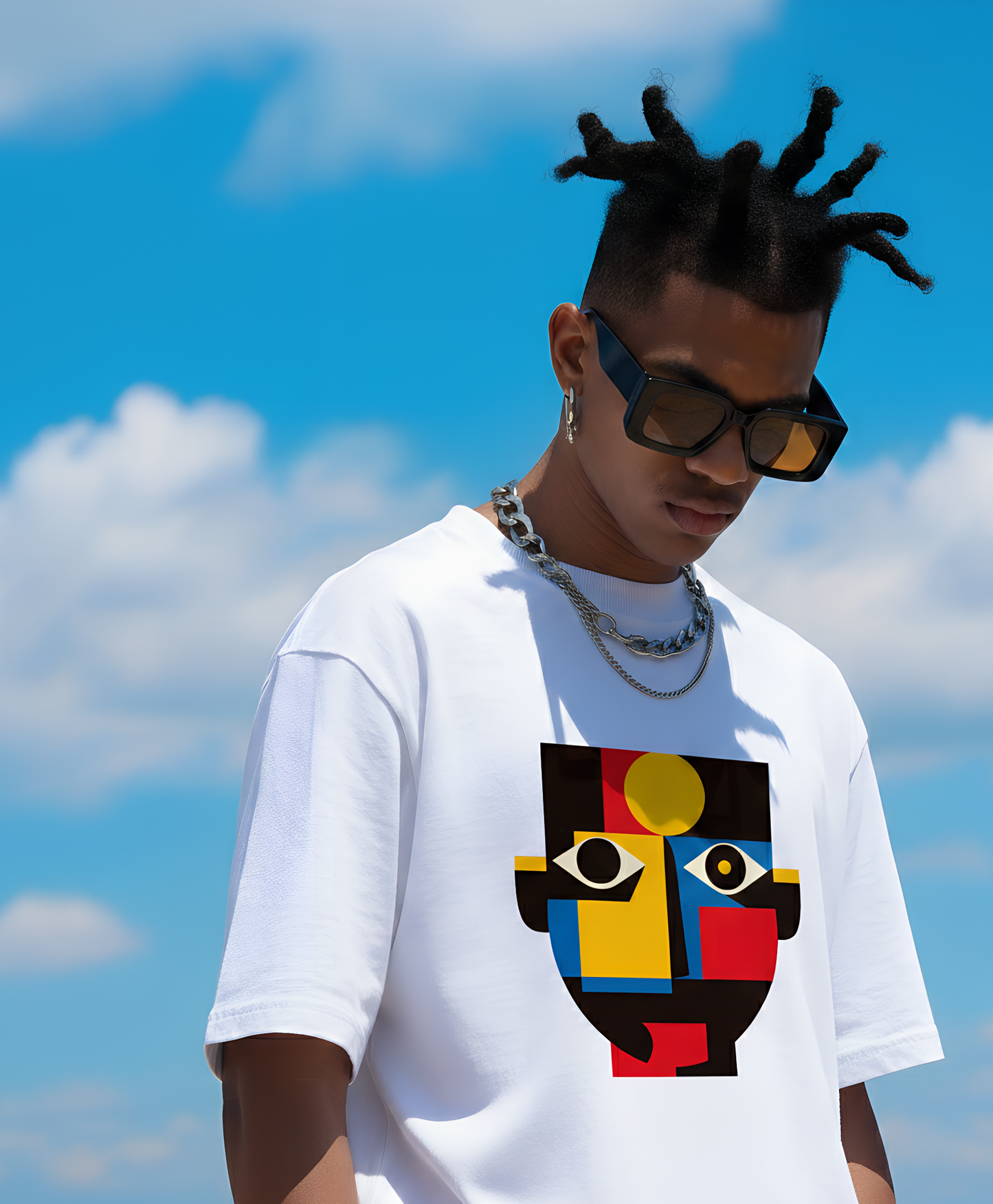 Abstract Geometric Face T-Shirt — Modern Cubist Art Tee