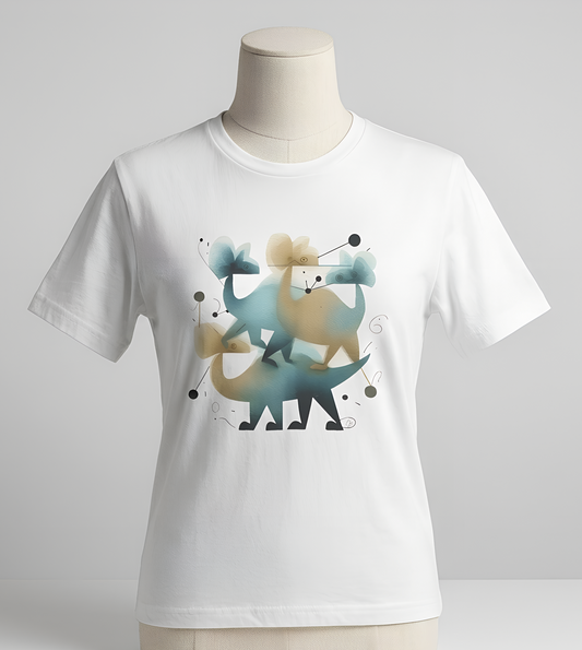 Abstract Balance "Dino"  Modern Graphic T-Shirt - Art Graphic Becheretty - Original abstract Illustration