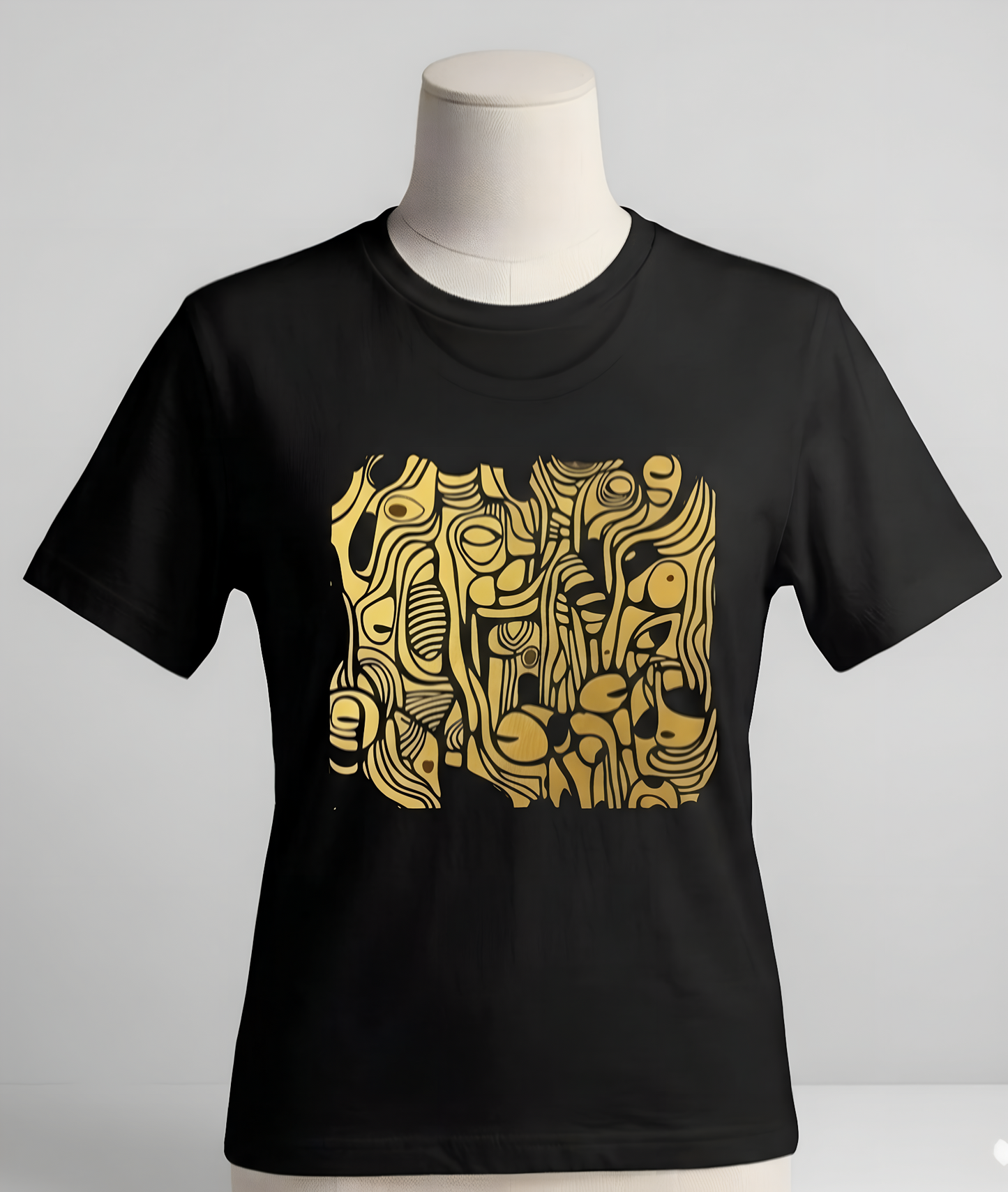 Golden Currents Tee - Abstract Organic line Art Becheretty - Abstract exploration of form and rhythm