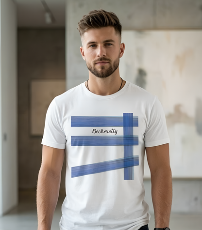 Abstract Blue Brushstroke Tee — 'Becheretty' Minimalist Graphic T-Shirt