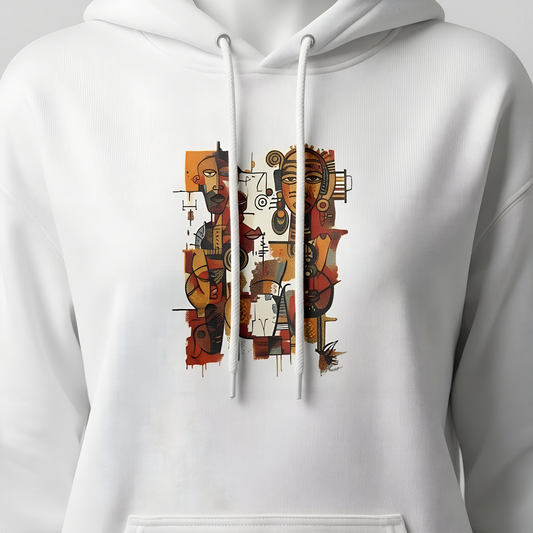 African Art Hoodie "Ancestral Echoes" Graphic Becheretty - Abstract style - Ethno-Contemporary Fashion