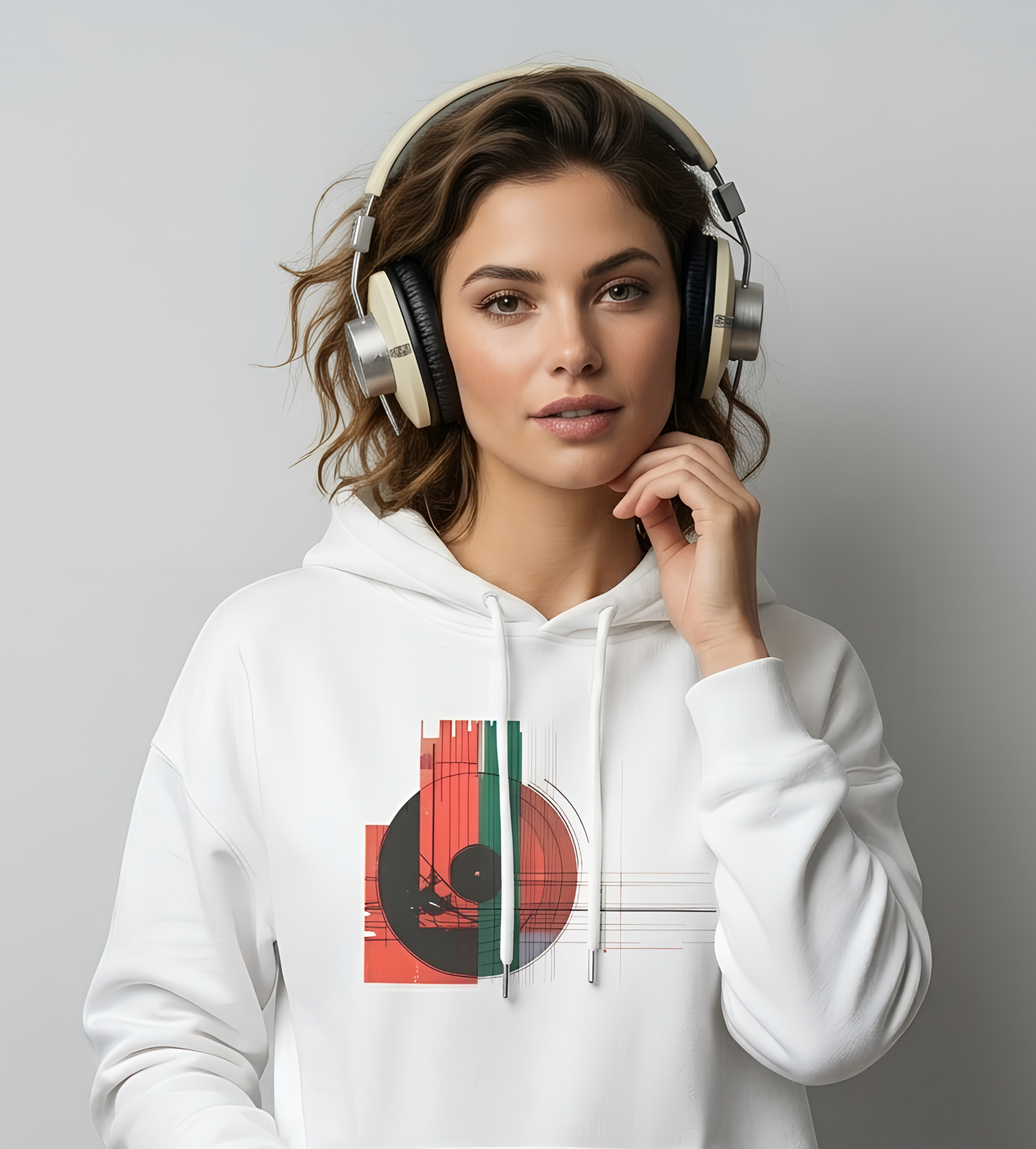 The Vinyl Echo "DJ" Hoodie - Art Graphic Becheretty - The classic vinyl record through a lens of modern geometry