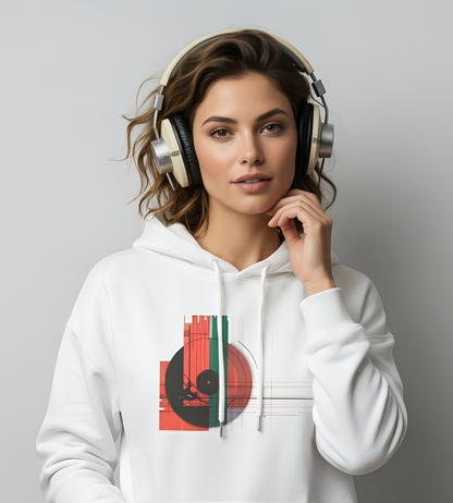 The Vinyl Echo "DJ" Hoodie - Art Graphic Becheretty - The classic vinyl record through a lens of modern geometry
