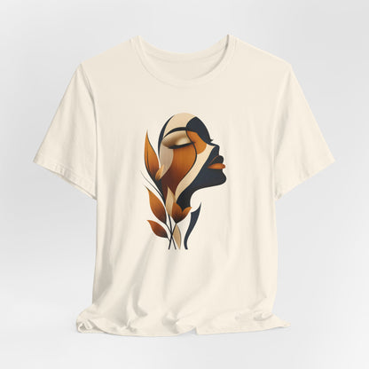 "Golden Profile" Abstract Graphic T‑Shirt – Art Minimalist Becheretty - Botanical inspiration