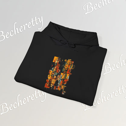 African Art Hoodie "Ancestral Echoes" Graphic Becheretty - Abstract style - Ethno-Contemporary Fashion