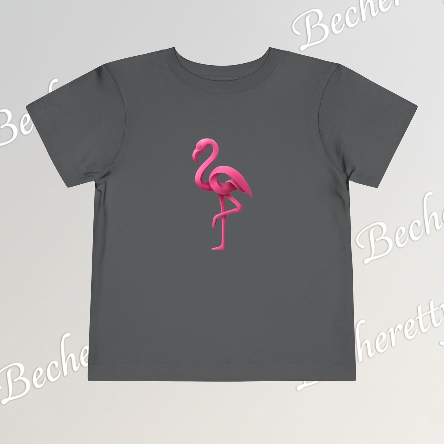 Toddler Flamingo Tee — Cute Pink Flamingo Short Sleeve T-Shirt for Kids - Art Graphic Becheretty