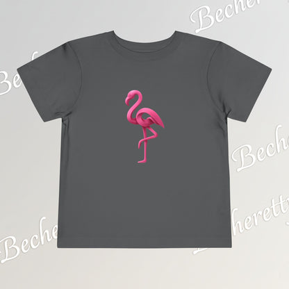 Toddler Flamingo Tee — Cute Pink Flamingo Short Sleeve T-Shirt for Kids - Art Graphic Becheretty